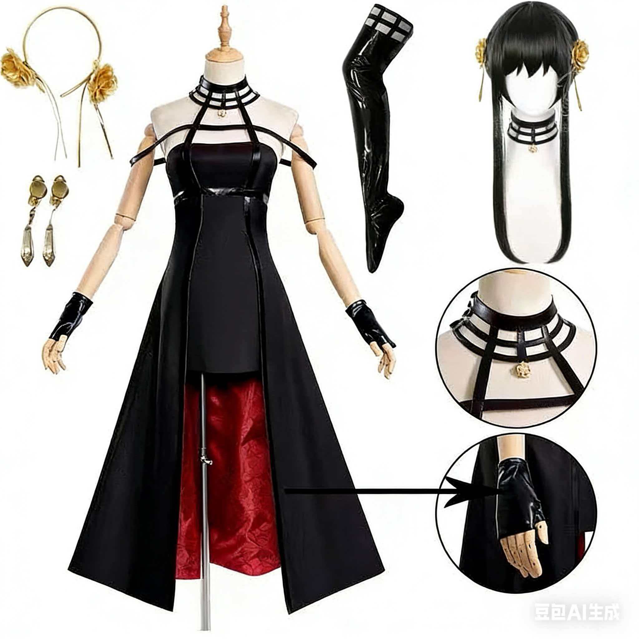 Spy Family Outfit - Costume de cosplay Yor Forger, bandeau,
