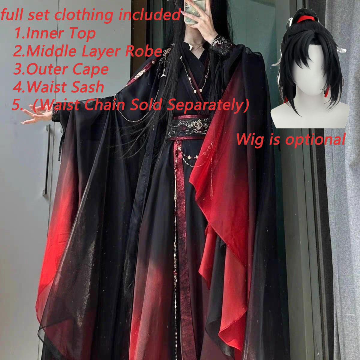 Anime Cosplay Clothes - Robe chinoise ancienne Xianxia unisexe, ensemble