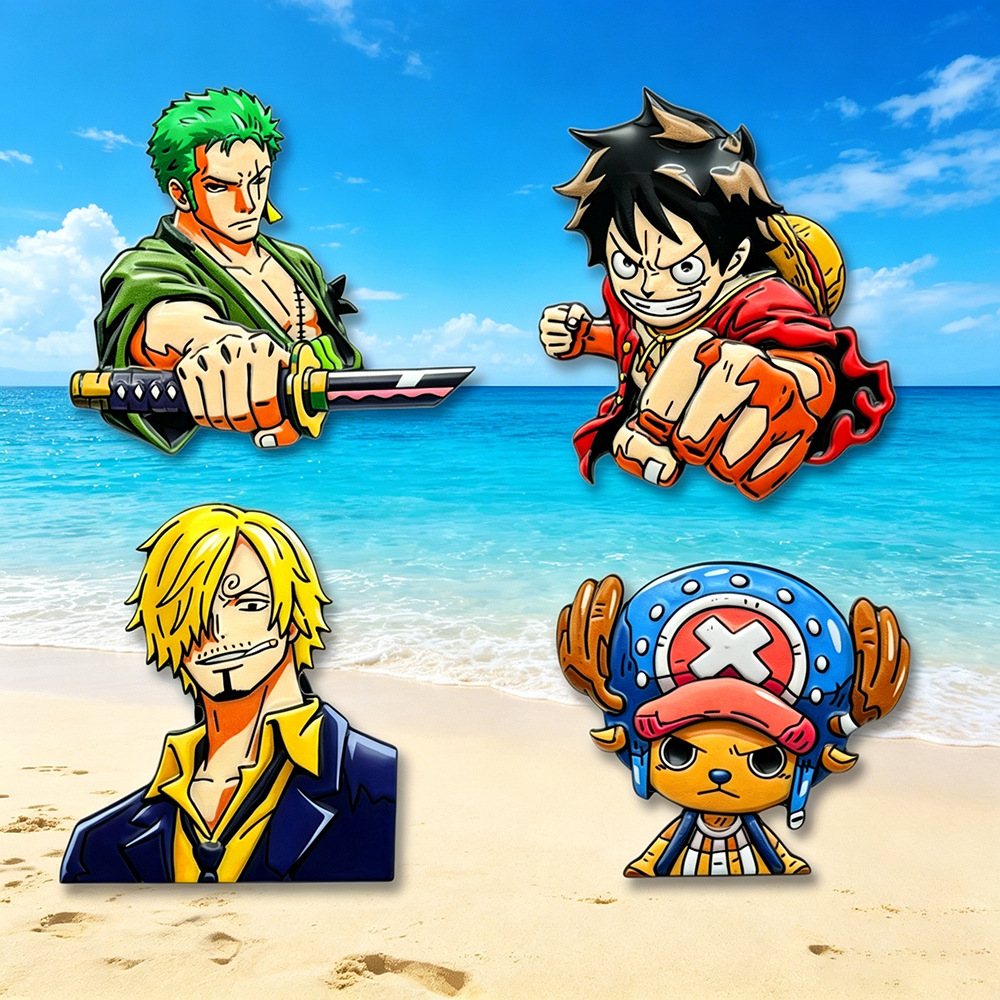 Cosplay Anime Zoro - Ensemble de 4 broches de personnages