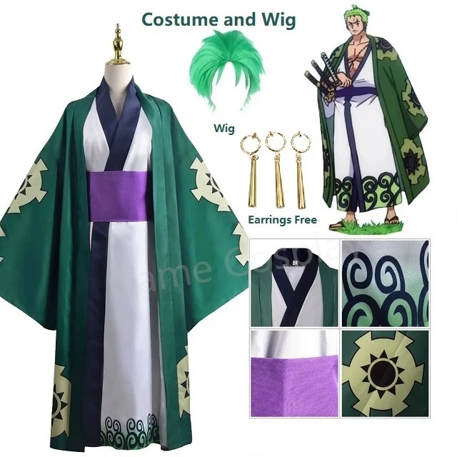 Cosplay Anime Zoro - Vert Roronoa Zoro Kimono Cosplay Anime