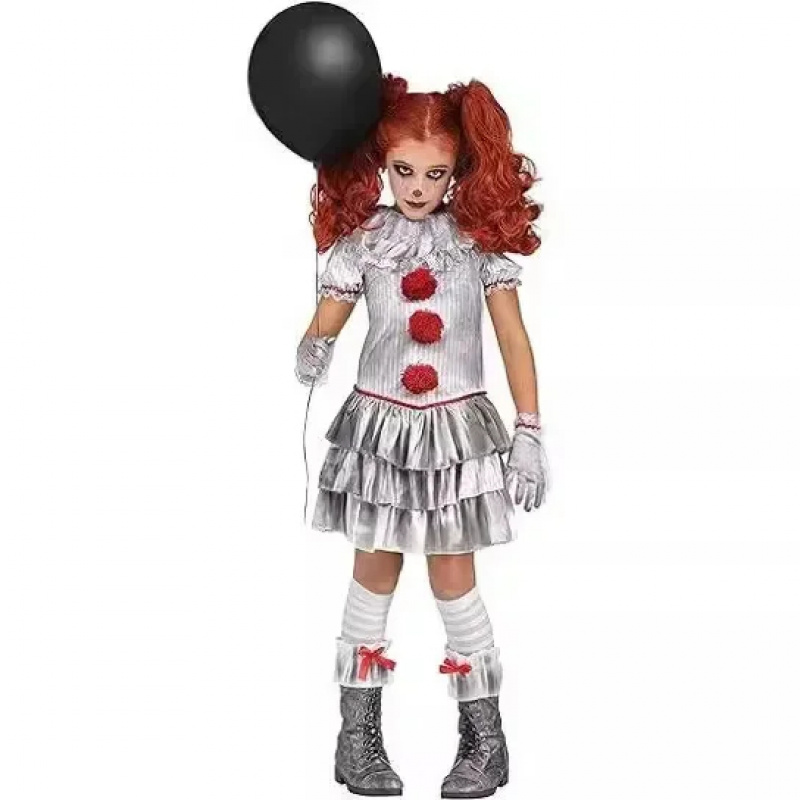 Anime Cosplay Little Girl - Costume d'Halloween Pennywise pour fille, déguisement